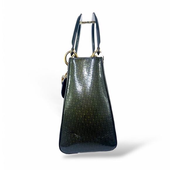 DIOR Olive Green Monogram Patent Leather Lady Dior Bag - Picture 6 of 16